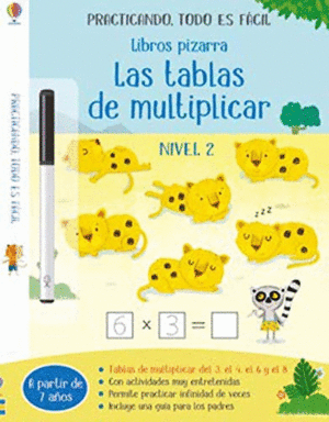 LIBROS PIZARRA TABLAS DE MULTIPLICAR. NIVEL 2
