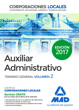 AUXILIARES ADMINISTRATIVOS CORPORACIONES LOCALES 2017