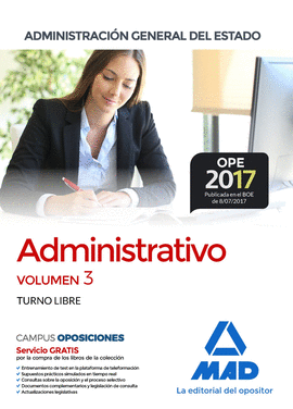 ADMINISTRATIVO VOLUMEN 3 ADMINISTRACION GENERAL DEL ESTADO 2017