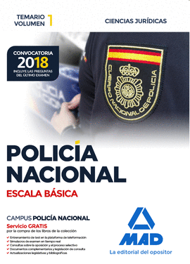 POLICÍA NACIONAL ESCALA BÁSICA TEMARIO VOLUMEN 1 CIENCIAS JURÍDICAS