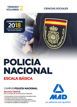 POLICÍA NACIONAL ESCALA BÁSICA  TEMARIO VOLUMEN 2 CIENCIAS SOCIALES