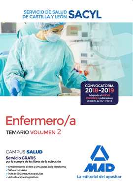 ENFERMERO/A DEL SERVICIO DE SALUD DE CASTILLA Y LEÓN (SACYL). TEMARIO VOLUMEN 2