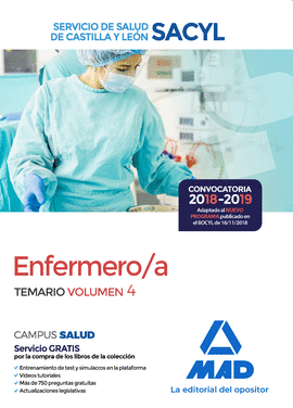 ENFERMERO/A DEL SERVICIO DE SALUD DE CASTILLA Y LEÓN (SACYL). TEMARIO VOLUMEN 4
