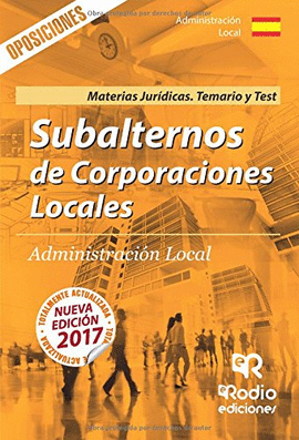 MATERIAS JURIDICAS TEMARIO/TEST SUBALTERNOS CORPORACIONES LOCALES ADMINISTRACION