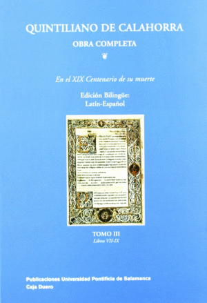 QUINTILIANO DE CALAHORRA TOMO III LIBROS VII-IX