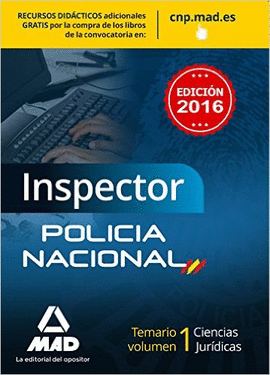INSPECTOR POLICIA NACIONAL 2016 TEMARIO VOL. 1